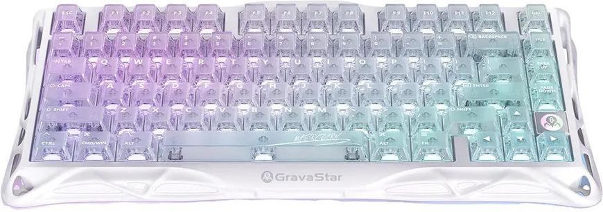 Клавіатура механічна GravaStar Mercury K1 Lite 80keys, GravaStar x BSUN Grey, BT/WL/USB, RGB, Crystal Aurora (GSK1LITE_XTAL_AUROA) [114392]