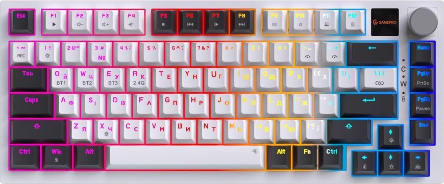 Клавіатура бездротова GamePro Asgard Valhalla QLAB Sakura Switch White With Display (MK160-W-D-QS-PRO) [619470]