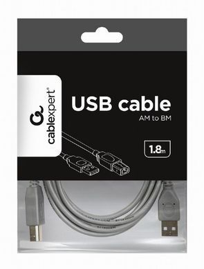 Кабель Cablexpert USB - USB Type-B V 2.0 (M/M), 1.8 м, сірий (CCP-USB2-AMBM-6G) [608468]