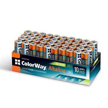 Батарейка ColorWay Alkaline Power AAA/LR03 Colour Box 40шт (CW-BALR03-40CB) [617693]