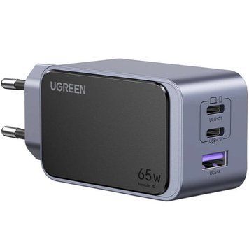 Зарядний пристрій 3xUSB 65W (2xUSB-C+USB-A) Gan Nexode Fast Charger Сірий X553 Ugreen (35042) [404025]