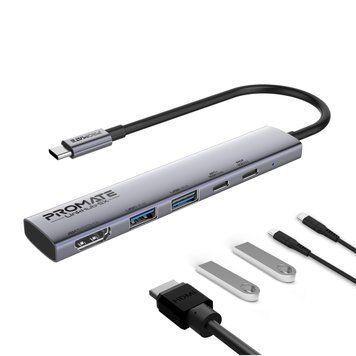 USB-хаб Promate USB Type-C 5-в-1 Grey (linkhub-5x) [605155]