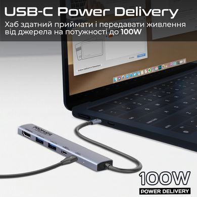 USB-хаб Promate USB Type-C 5-в-1 Grey (linkhub-5x) [605155]