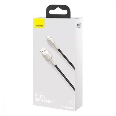 Кабель Baseus Cafule Metal USB - Lightning (M/M), 2.4A, 1 м Black (6953156202245) [604186]