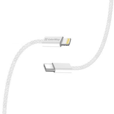 Кабель ColorWay USB Type-C - Lightning (M/M), (braided cotton) (PD Fast Charging 27W), 2 м, Gray (CW-CBPDCL068-GR) [604318]