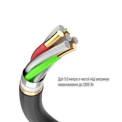 Фільтр живлення ColorWay 4 розетки, 3USB (2USB-A + 1 TYPE-C) (24W), 2м, Black (CW-CHE435PDB) [605278]