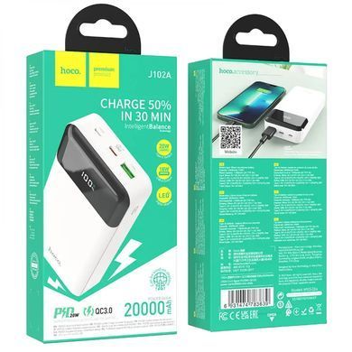 Зовнішній акумулятор HOCO J102A Cool figure PD20W+QC3.0 power bank(20000mAh) White (6931474783639) [806581]
