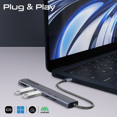 USB-хаб Promate USB Type-C 5-в-1 Grey (linkhub-5x) [605155]