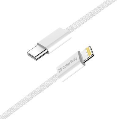 Кабель ColorWay USB Type-C - Lightning (M/M), (braided cotton) (PD Fast Charging 27W), 2 м, Gray (CW-CBPDCL068-GR) [604318]