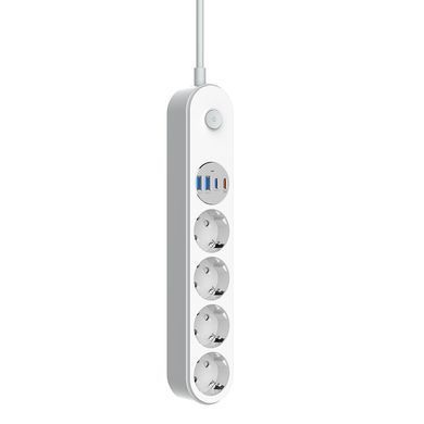 Фільтр живлення ColorWay 4 розетки, 4USB (Type-C PD20W + 3USB QC3.0) (45W), 2 м, White (CW-CHE44PDW) [619936]