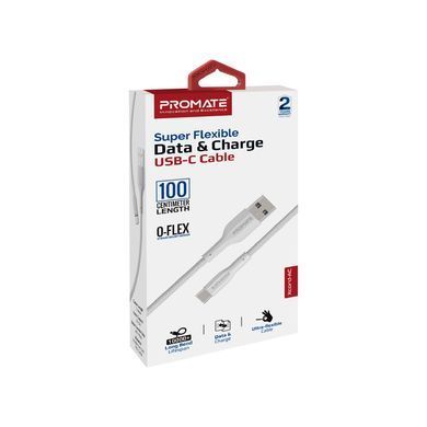Кабель Promate xCord-AC USB - USB Type-C (M/M), 1 м, White (xcord-ac.white) [604059]
