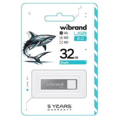 Флеш-накопичувач Wibrand USB 2.0 Shark 32Gb Silver (WI2.0/SH32U4S) [803021]