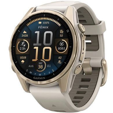 Смарт-годинник Garmin Fenix 8 43mm AMOLED Sapphire Soft Gold with Fog Gray Silicone (010-02903-18) [608230]