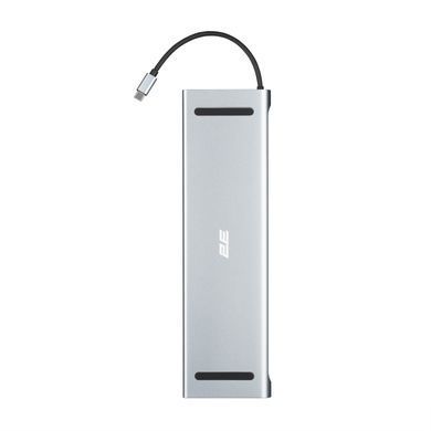 Хаб 2E USB-С > USB-A 2.0/2xUSB-A 3.0/2xUSB-C PD/2xHDMI/VGA/jack3.5/microSD/SD/Ethernet, 0.15м, сірий (2E-W2703) [114390]