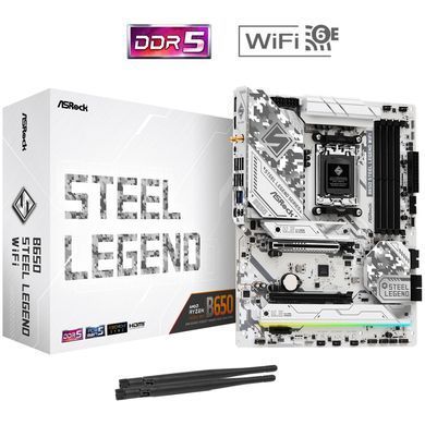 Материнська плата ASRock (AM5/B650, 4*DDR5, 2xPCIex16, HDMI/DP, 4xSATA,3xM.2, 2.5GLan, ATX) (B650 Steel Legend WIFI) [403423]