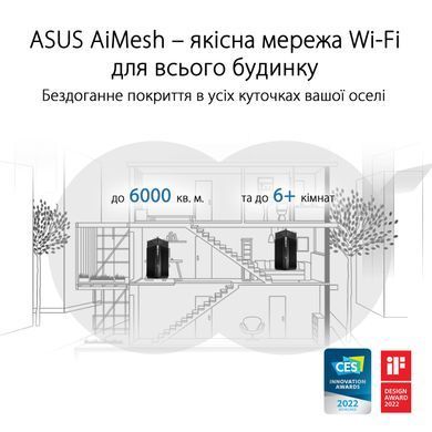 Система WiFi-Mesh ASUS ZenWiFi Pro ET12 AXE11000, 2xGE LAN, 1x2.5GE LAN, 1x2.5GE WAN, 2мод (90IG05Z0-MO3A20) [104504]