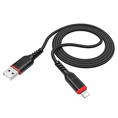 Кабель HOCO X59 USB to iP 2.4A, 1m, nylon, TPE connectors, Black (6931474744869) [804412]
