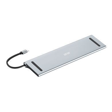 Хаб 2E USB-С > USB-A 2.0/2xUSB-A 3.0/2xUSB-C PD/2xHDMI/VGA/jack3.5/microSD/SD/Ethernet, 0.15м, сірий (2E-W2703) [114390]