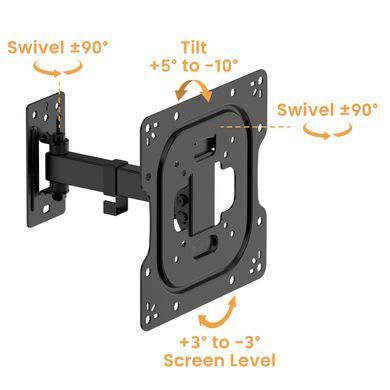 Кронштейн для ТВ AGN з поворотом/одне коліно/23"-43"/30 кг/max.VESA 200x200/Black (AGN43-221P) [405205]