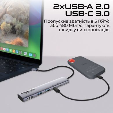 USB-хаб Promate USB Type-C 5-в-1 Grey (linkhub-5x) [605155]