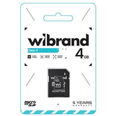 Карта пам'яті microSDHC Wibrand 4Gb class 4 (adapter SD) (WICDC4/4GB-A) [802832]