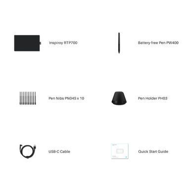 Графічний планшет Huion 11"x6.8", USB-C, чорний (RTP-700) [104761]