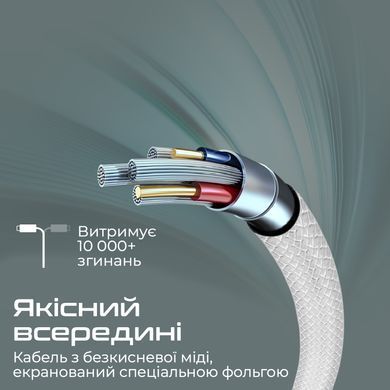 Кабель Promate xCord-AC USB - USB Type-C (M/M), 1 м, White (xcord-ac.white) [604059]