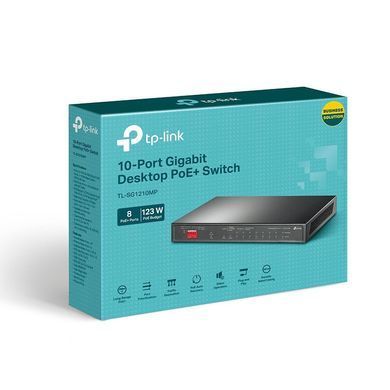 10-портовий гігабітний комутатор з 8 РоЕ+ портами, TP-LINK (TL-SG1210MP) [500872]