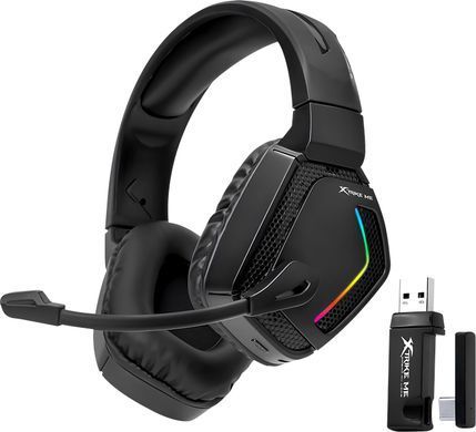 Ігрова гарнітура XTRIKE ME XBOX/PS/PC, бездротова+ 2.4G+3,5мм, 7 режимів RGB, чорна (GH-512W) [403844]