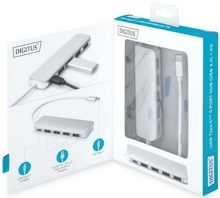 Хаб DIGITUS USB-C > 4xUSB-A/USB-C (DA-70242-1) [108812]