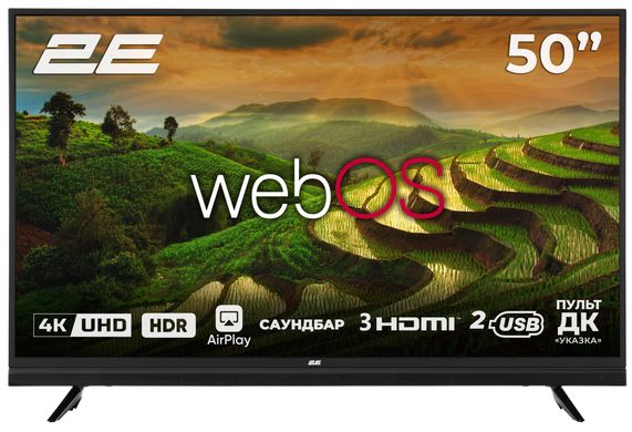 Телевізор 50" 2E LED 4K 50Hz Smart WebOS Black soundbar (2E-50A06LW)