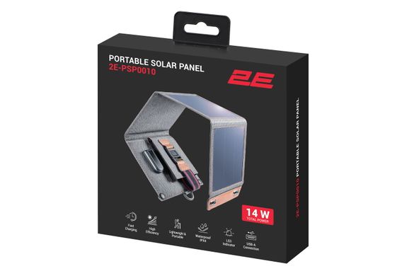 2E Портативна сонячна панель, 14 Вт зарядний пристрій, USB-A 5V/2.4A