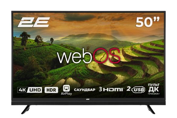 Телевізор 50" 2E LED 4K 50Hz Smart WebOS Black soundbar (2E-50A06LW)