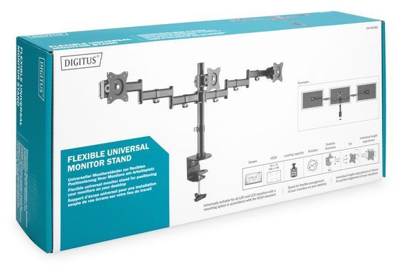 Кріплення DIGITUS Triple Monitor Clamp, 15-27", з нахилом, поворотом (DA-90362) [17001]