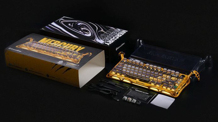 Клавіатура механічна GravaStar Mercury K1 Pro 80keys, GravaStar x Kailh Speedy Mint, BT/WL/USB, жовтий (GSK1PRO_YLW) [106610]