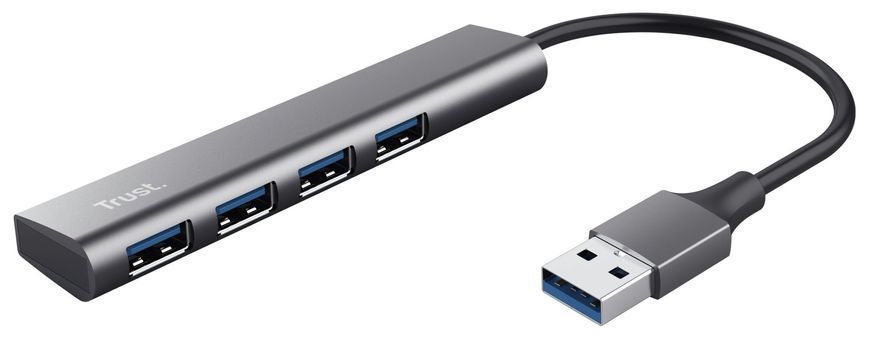 Хаб Trust Halyx USB-A > 4xUSB-А 3.2, Алюміній, 0.1м, Сірий (24947_TRUST) [108808]