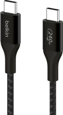 Кабель USB-C > USB-C заряджання/синхронізації Belkin 1м, 240Вт, Type-C, плетений, чорний (CAB015BT1MBK) [108672]