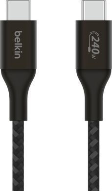 Кабель USB-C > USB-C заряджання/синхронізації Belkin 1м, 240Вт, Type-C, плетений, чорний (CAB015BT1MBK) [108672]