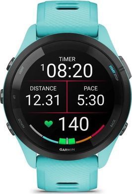 Смарт-годинник Garmin Forerunner 265 Black Bezel with Aqua Case and Aqua/Black Silicone Band (010-02810-12) [621428]