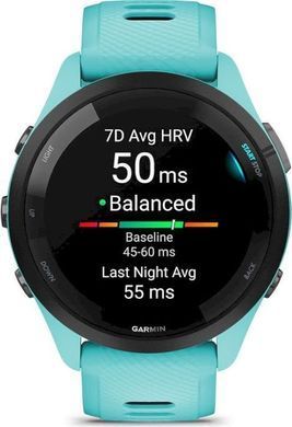 Смарт-годинник Garmin Forerunner 265 Black Bezel with Aqua Case and Aqua/Black Silicone Band (010-02810-12) [621428]