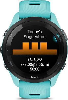 Смарт-годинник Garmin Forerunner 265 Black Bezel with Aqua Case and Aqua/Black Silicone Band (010-02810-12) [621428]