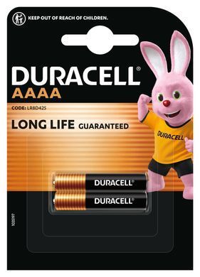 Спеціальна лужна батарейка Duracell AAAA 1,5V, (LR8D425), 2 шт. в упаковці (5007466) [204007]