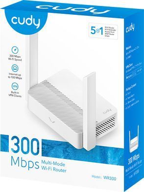 Маршрутизатор Cudy, N300 Wi-Fi Router, 802.11b/g/n,300Mbps, 2.4GHz, 4 &times; 10/100Mbps Ports, 2 &times; (WR300) [401497]