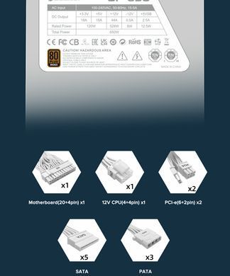 Блок живлення GAMEMAX (GP-650-White) [303147]