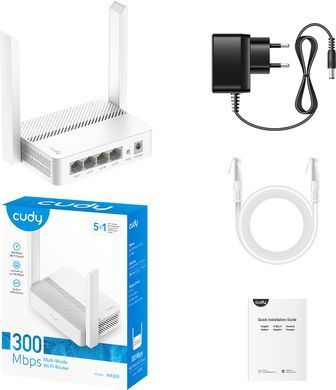 Маршрутизатор Cudy, N300 Wi-Fi Router, 802.11b/g/n,300Mbps, 2.4GHz, 4 &times; 10/100Mbps Ports, 2 &times; (WR300) [401497]