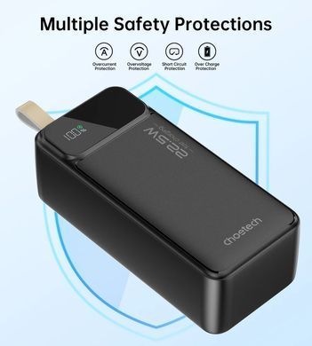 УМБ Choetech 40000mAh, 22,5W PD QC3.0, USB-C In/out, 2xUSB-A Li-pol чорна (B731-ACBK) [405422]