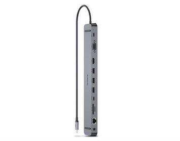 USB-хаб REAL-EL CQ-1000 USB3.0х3/USB-C/HDMI/VGA/RJ45/SD/TF/3.5 mm audio, 0.4m, Space Grey (EL123110005) [605114]