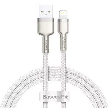 Кабель Baseus Cafule Metal USB-Lightning, 2.4A, 1м White (6953156202252) [604187]