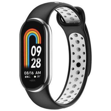 Ремінець BeCover Vents Style для Xiaomi Mi Smart Band 8 Black-White (709417) [604946]