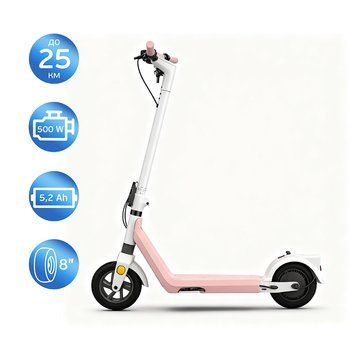 Електросамокат OKAI Zippy ES50С Pink 8" 250W/500W, 5.2Ah, 20 km, 25 km/h, 10&deg;, 13.5 kg (ES50C-P) [806647]